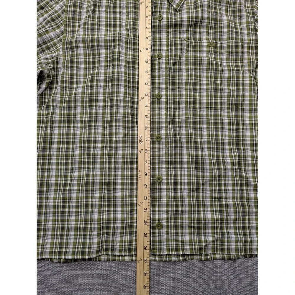 The North Face Shirt Mens XL Green Plaid Short Sleeve Button Up Outdoor Casual